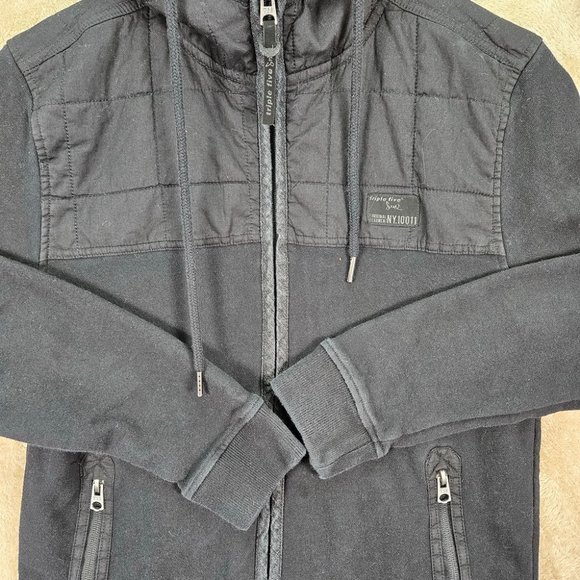 Triple Five Soul NYC 555 Full Zip Hoodie Pockets Men's Size S Long Sleeve Black - Picture 6 of 10